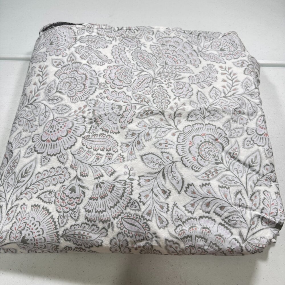 Pottery Barn Teen Queen Duvet gray blue floral paisley cotton